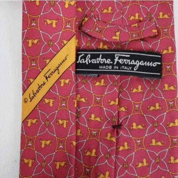 Salvatore Ferragamo Silk Tie Equestrian Horse Saddle Pattern - Picture 8 of 9